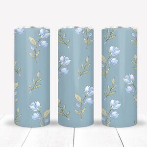 Blue Floral Travel Coffee Mug Gift Set